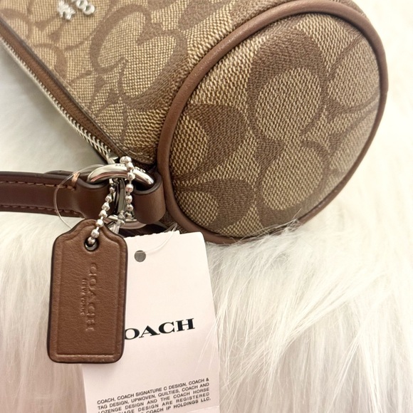 NWT Coach CP475 Nolita Barrel Bag In Signature Canvas In KHAKI/SADDLE - Picture 5 of 11